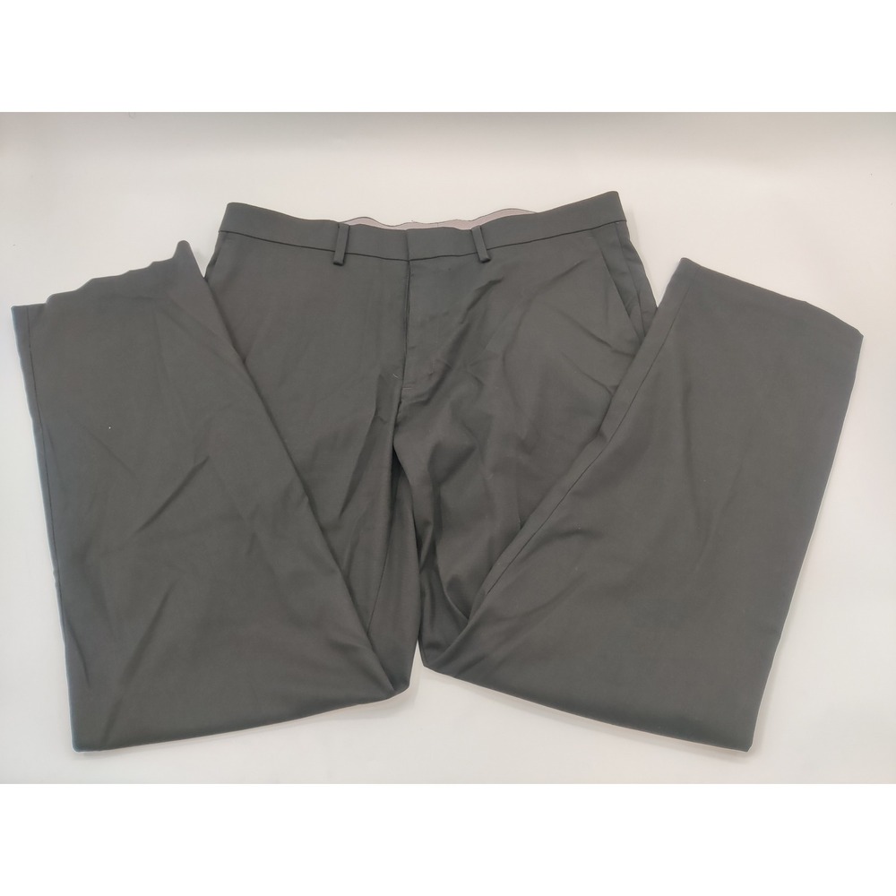 Haggar Tailored Fit Dress Pants Mens 36x32 Charcoal Gray Flat Front Trousers